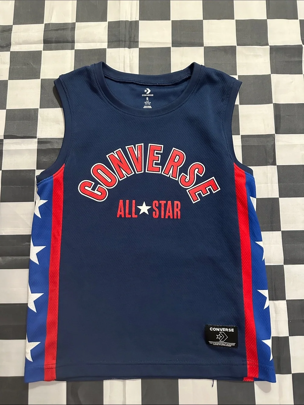 Converse Boys Jersey Navy & Red All-Star Red White Blue Sleeveless Jersey S